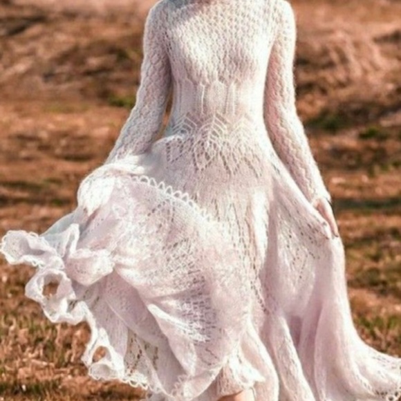ONE OF A KIND HAND MADE KNITTED SILK MOHAIR DRESS - Picture 1 of 12
